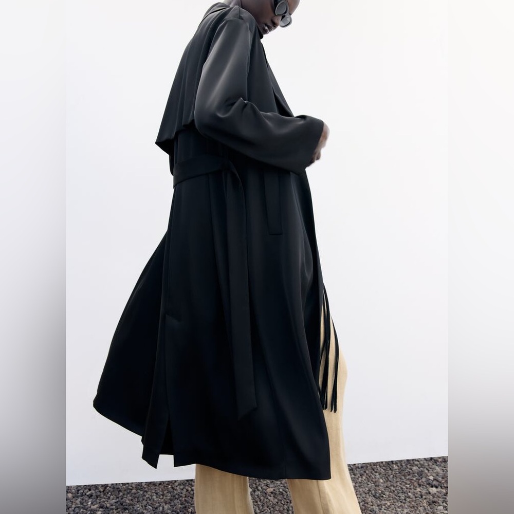 ZARA LONG SATIN TRENCH COAT - Picture 3 of 9